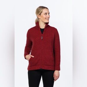 MKM Originals Women’s Possum Merino Wool Red Full-Zip Eco-Blend Sweater Medium